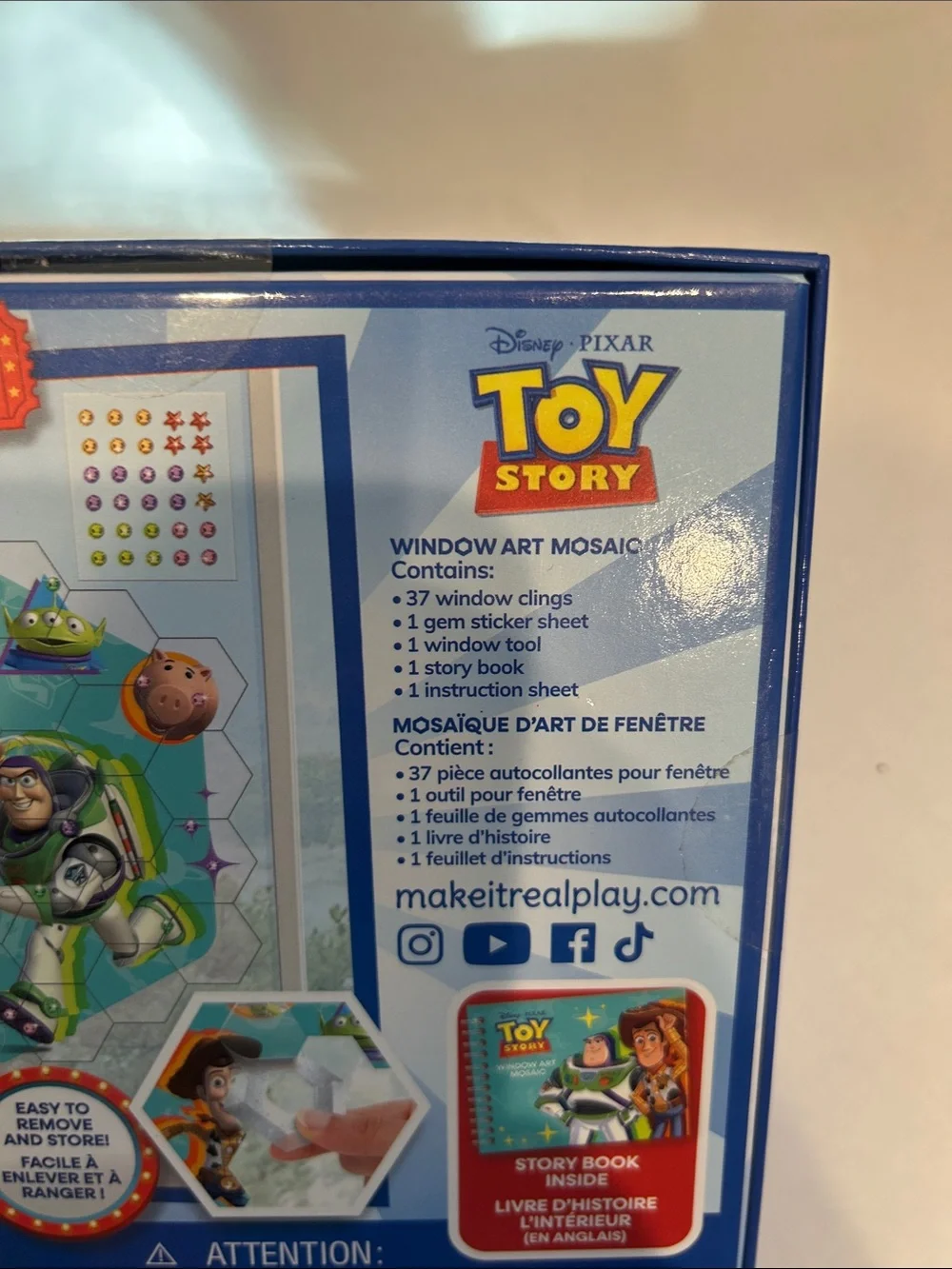 Disney Toy Story Reusable Window Art Mosaic puzzle 41 piece Blue & Green new